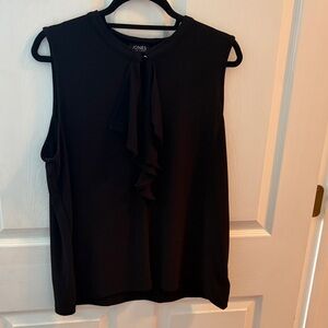 Jones New York Black Sleeveless Ruffle Tie-Neck Camisole